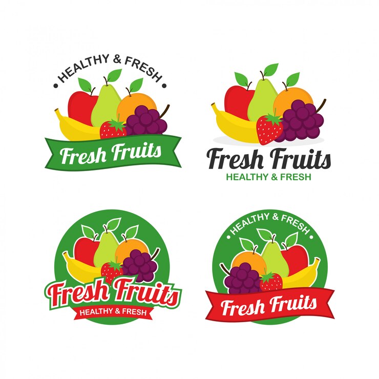 Vettore di progettazione di logo di frutta fresca