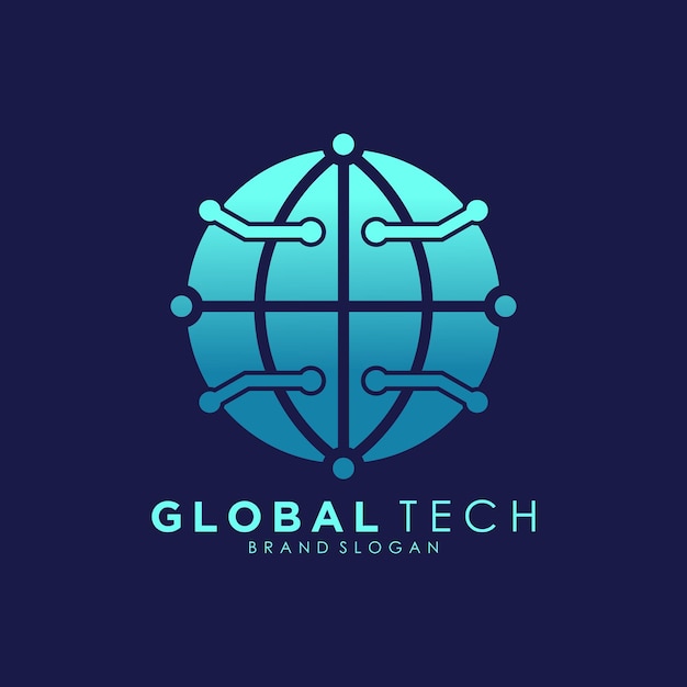 Vettore di progettazione di logo tecnologico globale con idea creativa