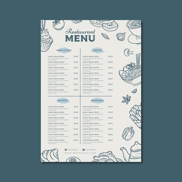Vettore di progettazione di modelli di menu per ristoranti