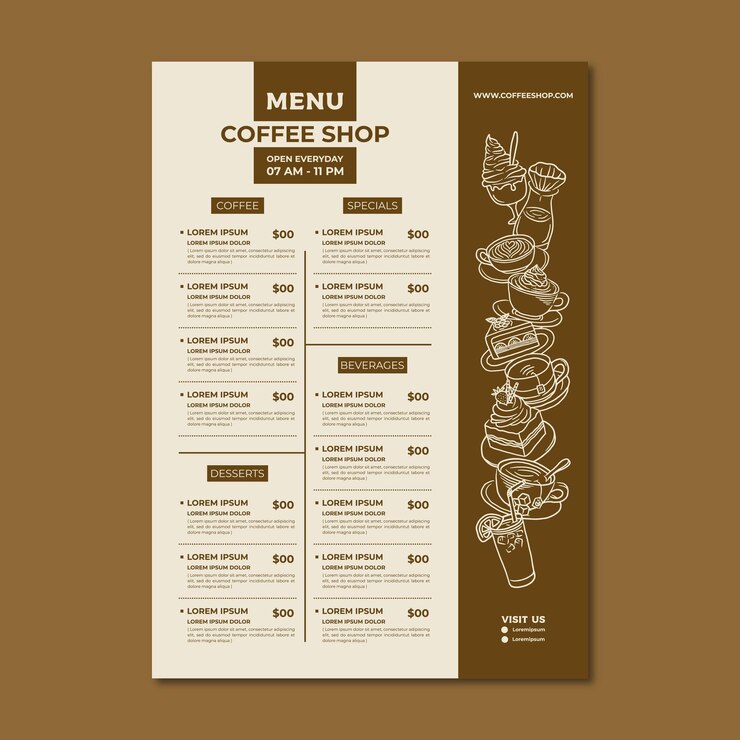 Vettore di progettazione di modelli di menu per ristoranti