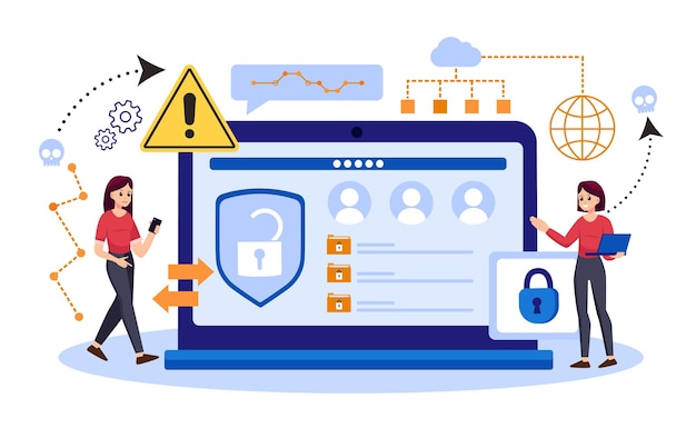 Vettore di progettazione per la protezione dei dati digitali Sfondo dell'illustrazione della sicurezza informatica Concetto di sicurezza della rete di cloud computing