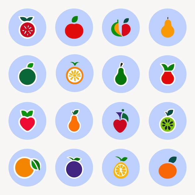 Vettore di raccolta di icone colorate del logo della frutta