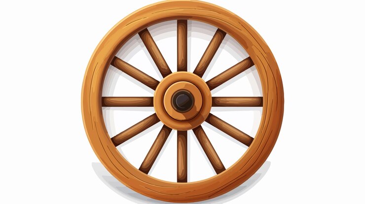 Vettore vettore di ruota in legno su sfondo bianco