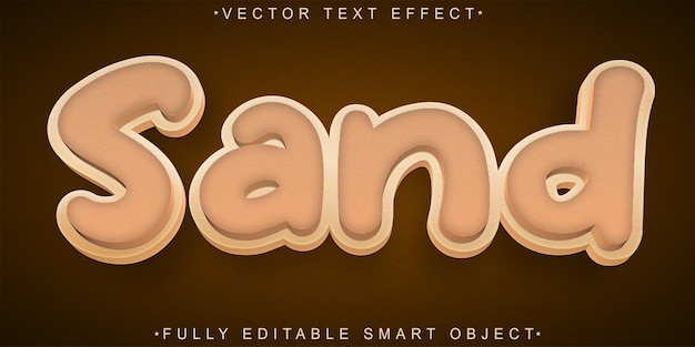 Vettore di sabbia del deserto di cartoni animati completamente modificabile Smart Object Text Effect
