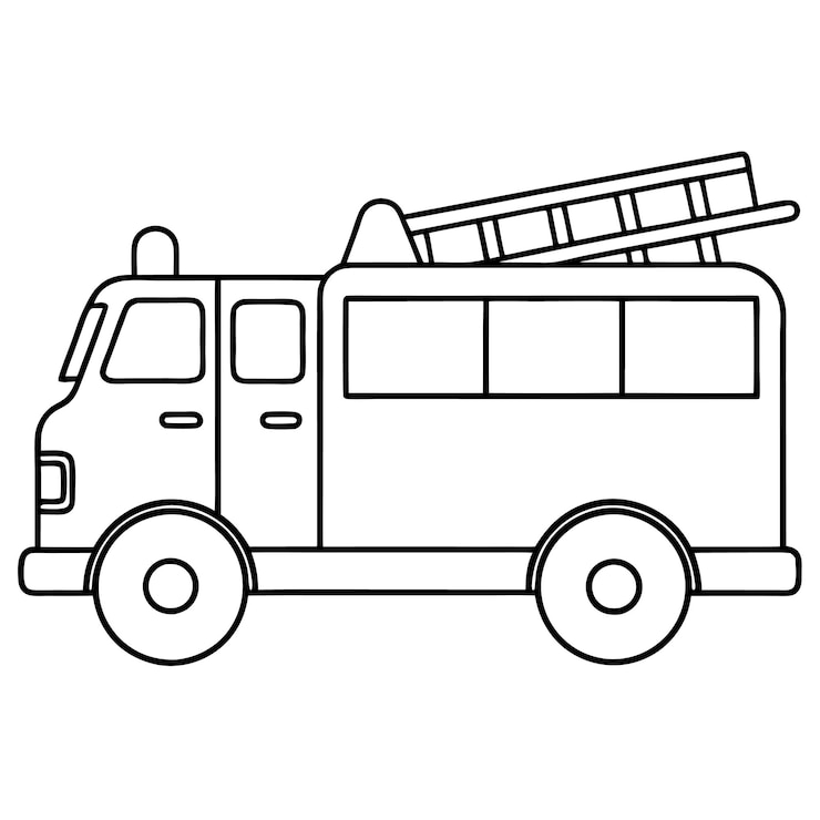 Vettore vettore di scala del camion dei vigili del fuoco isolato su sfondo bianco illustrazione vettoriale