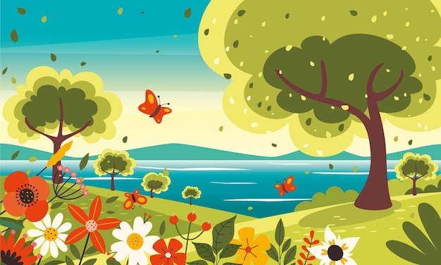 Vettore di scena di paesaggio naturale vuoto
