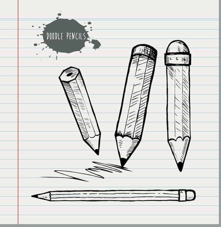 Vettore vettore di schizzo di matita in illustrazione vettoriale in stile doodle
