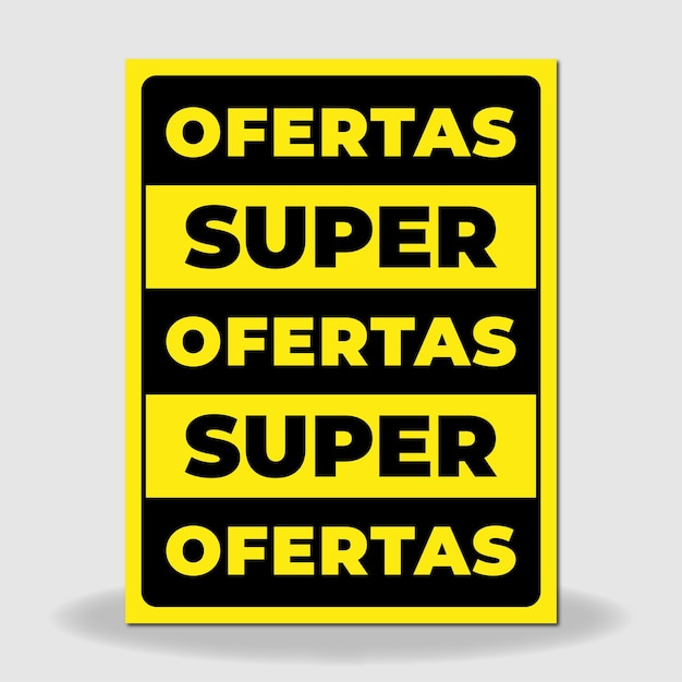 Vettore di segnale Super Offerte giallo e nero in portoghese