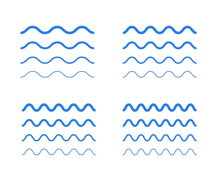 Vettore vettore di serie di onde di linea o illustrazione di onde d'acqua