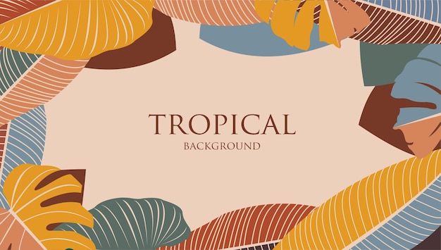 vettore di sfondo di foglie tropicali