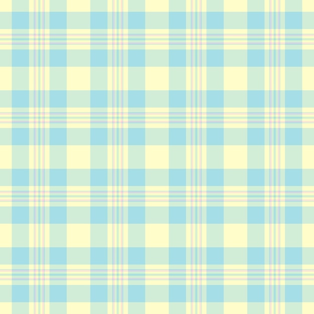 Vettore di sfondo senza cuciture di controllo di texture tartan con un modello di tessuto a quadri tessile in colori chiffon chiari e limoni