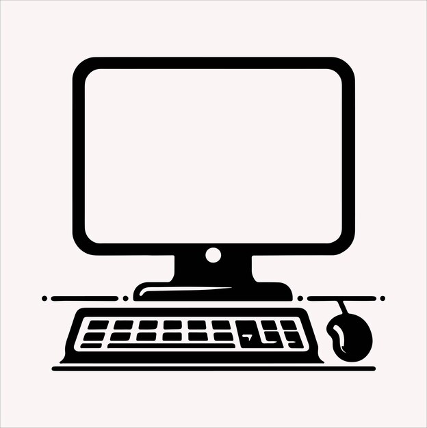 vettore di silhouette dell'icona del monitor su uno sfondo bianco