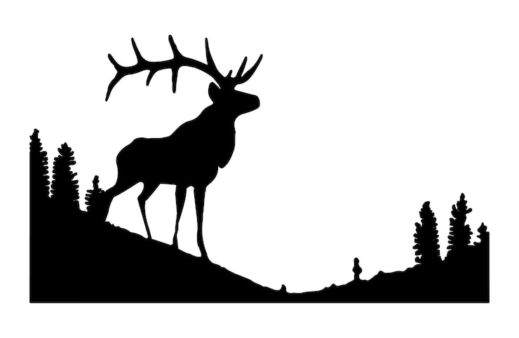 Vettore vettore di silhouette di alce su sfondo bianco