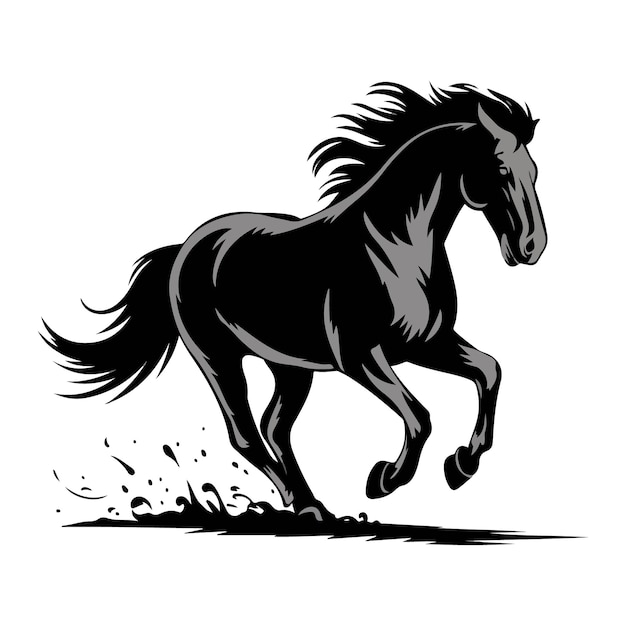 Vettore di silhouette di cavallo in corsa
