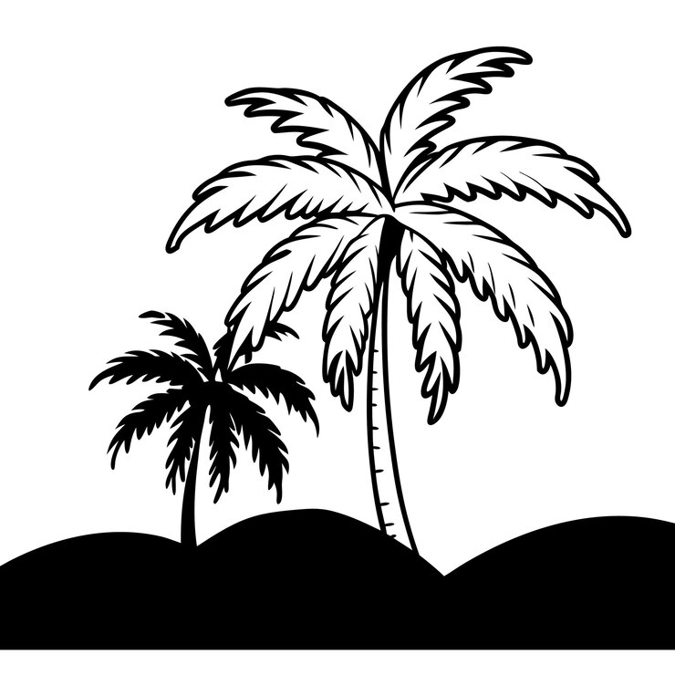 Vettore di silhouette di palme tropicali