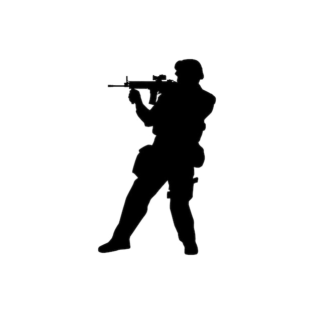 Vettore di silhouette di soldato su sfondo bianco persone militari