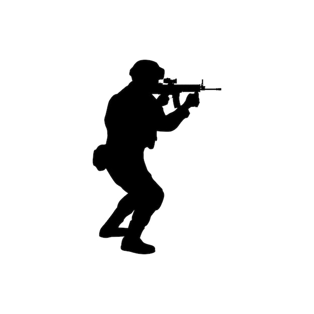 Vettore di silhouette di soldato su sfondo bianco persone militari