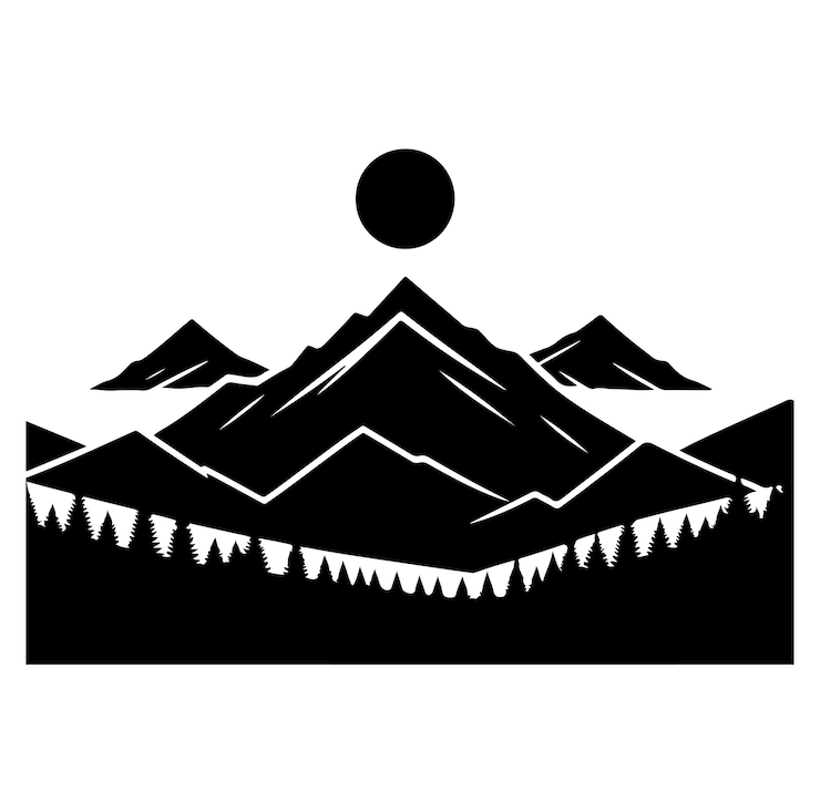 Vettore vettore di silhouette minima del logo di montagna
