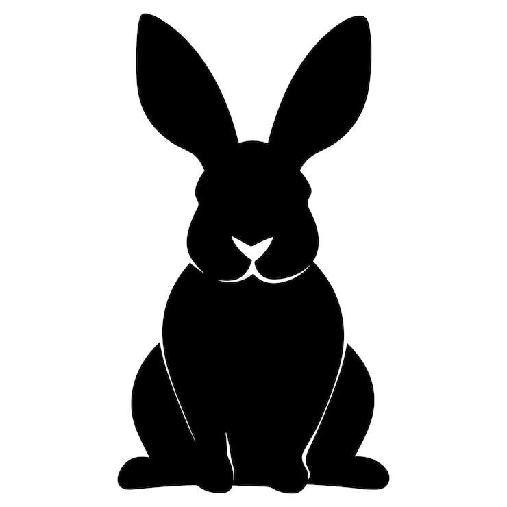 Vettore vettore di silhouette nera del coniglietto di pasqua