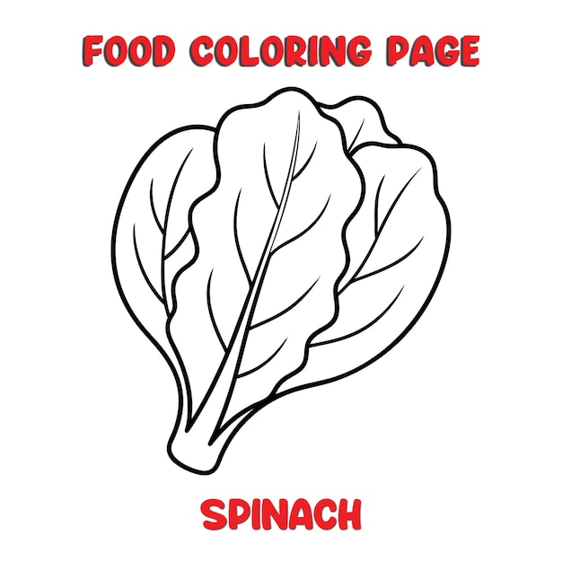 Vettore di SPINACH illustrazione pagina da colorare per bambini