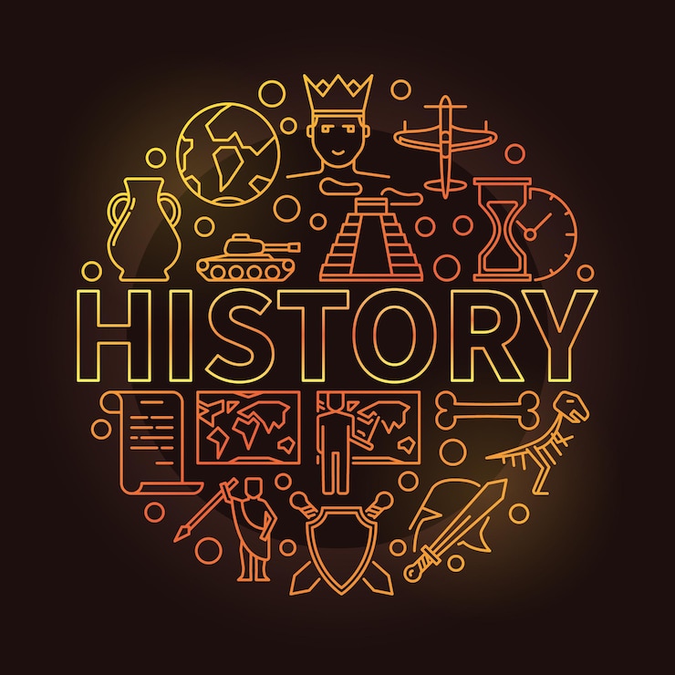 Vettore vettore di storia illustrazione lineare colorata rotonda
