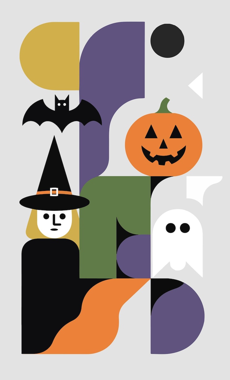 Vettore vettore di streghe di halloween minimalista