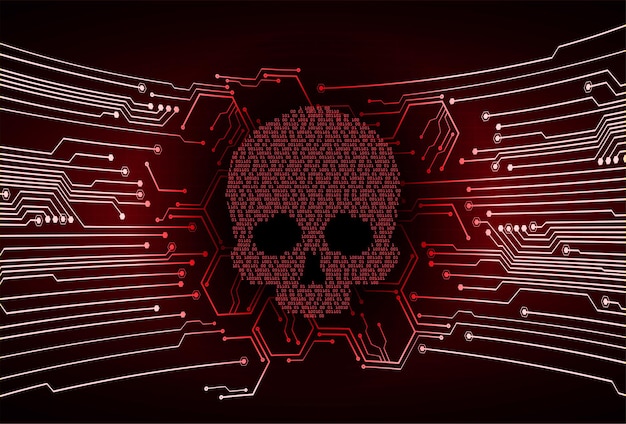 vettore di teschio di sfondo attacco hacker informatico