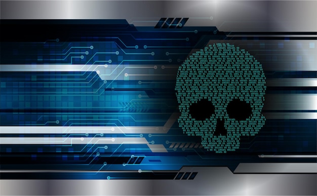 vettore di teschio di sfondo attacco hacker informatico