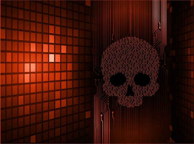Vettore vettore di teschio di sfondo attacco hacker informatico