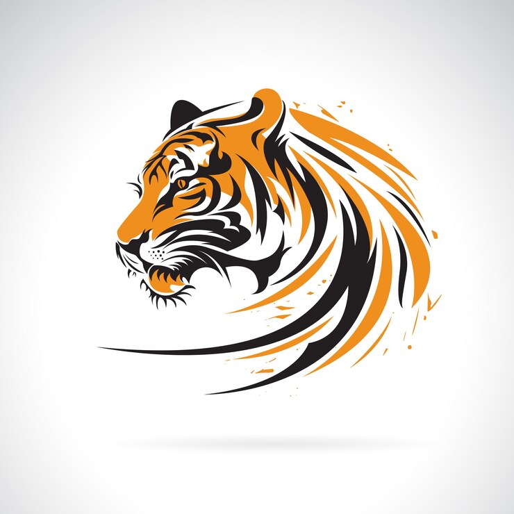 Vettore vettore di testa di tigre su sfondo bianco facile illustrazione vettoriale a strati modificabile animali selvatici