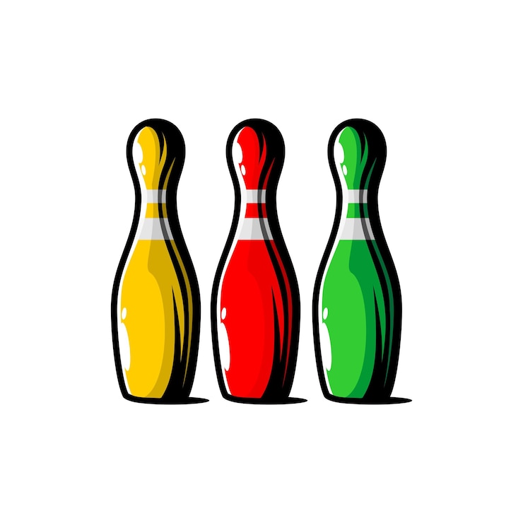 Vettore vettore di tre birilli di bowling