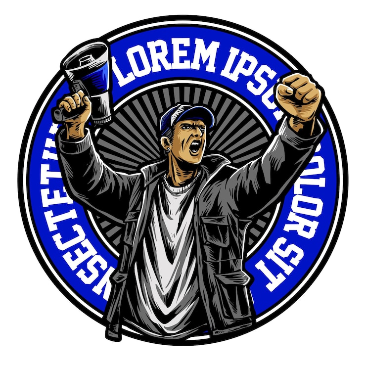 Vettore vettore di ultras hooligan casual ultras calcio sostenitore di calcio con megafono