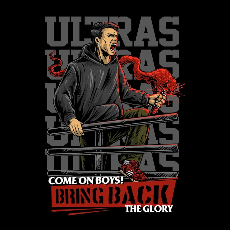 Vettore vettore di ultras hooligan casual ultras supporter di calcio con fumo di fiamma