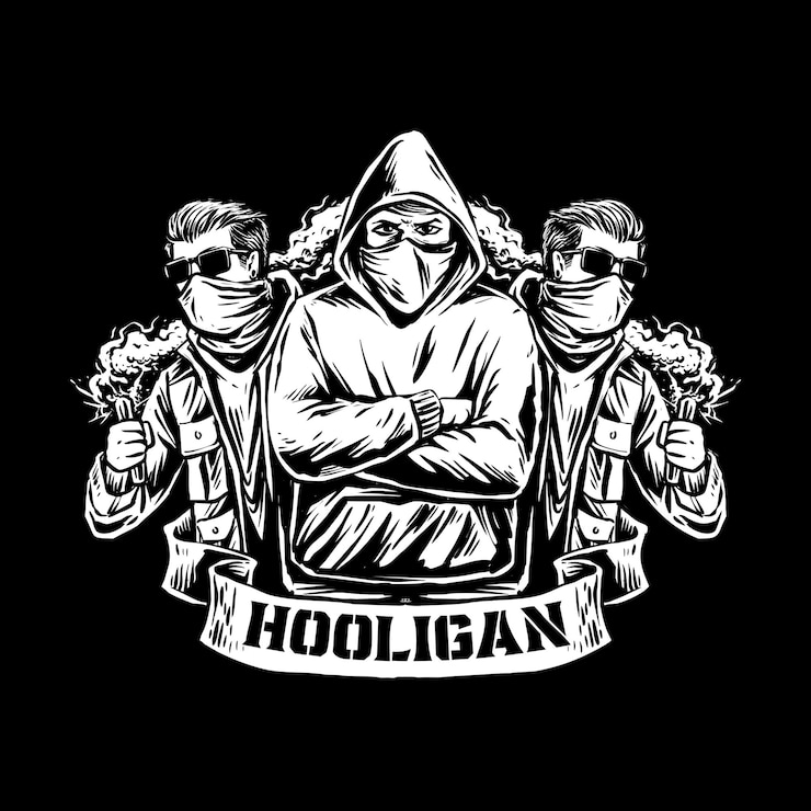 Vettore vettore di ultras hooligan casual ultras supporter di calcio con fumo di fiamma