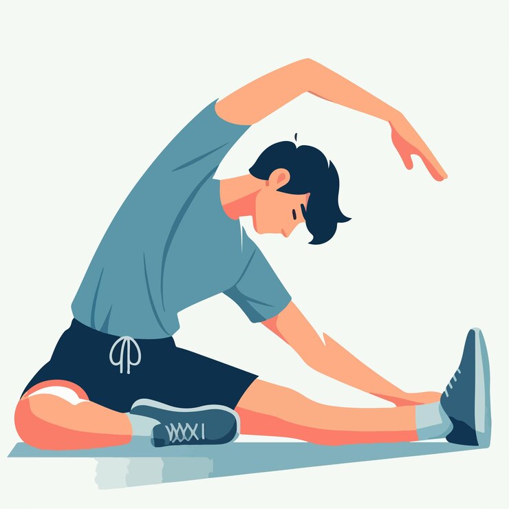 Vettore vettore di un adolescente che si scalda prima dello sport