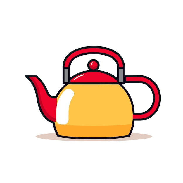 Vettore di un bollitore da tè con manico rosso, un'aggiunta perfetta a qualsiasi cucina
