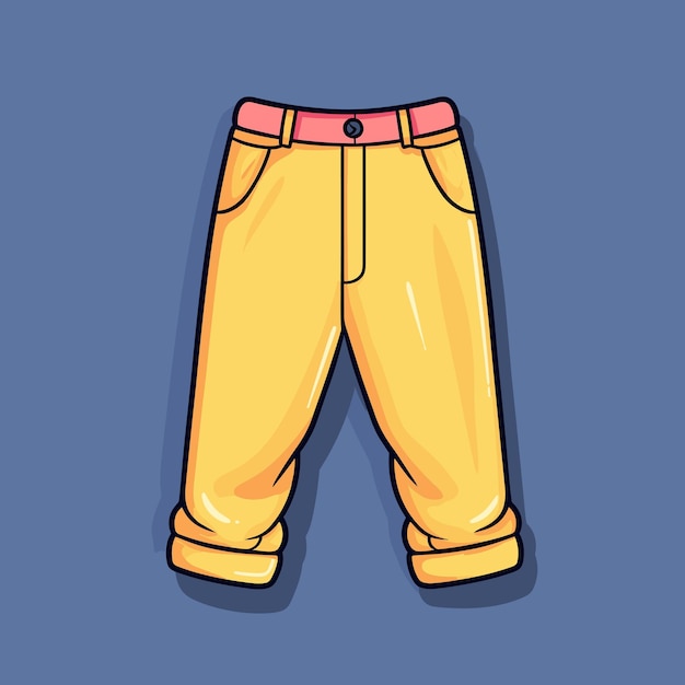 Vettore di un vibrante paio di pantaloni gialli con un'elegante cintura rosa