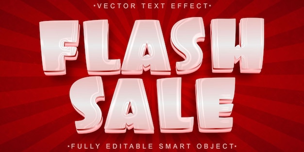Vettore di vendita flash di cartoni animati Effetto di testo di oggetti intelligenti completamente modificabili