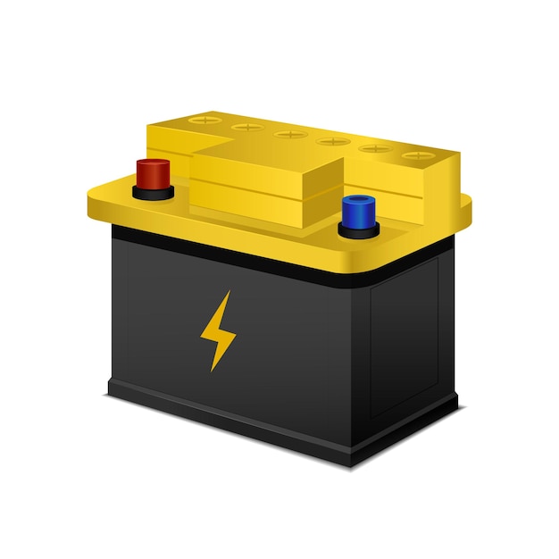 Vettore di visualizzazione isometrica 3D della batteria dell'auto e del segnale di carica
