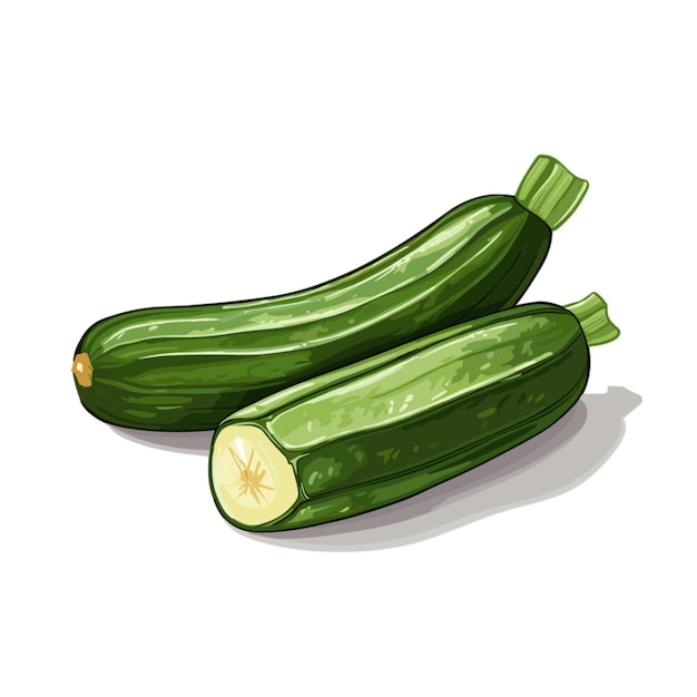 Vettore di zucchine su sfondo bianco