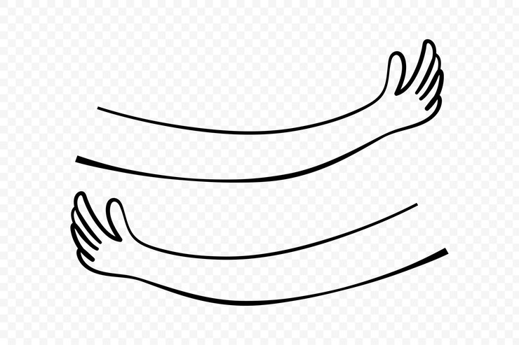Vettore disegnato a mano abbracciando le mani su uno sfondo trasparente