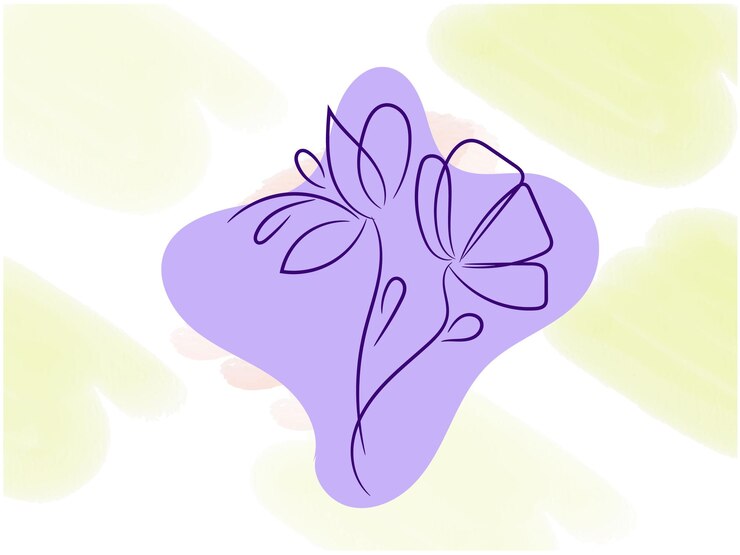 Vettore disegnato a mano disegno piatto semplice contorno di fiore