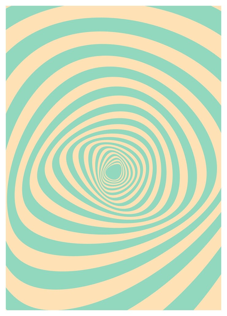 Vettore vettore distorto contorto sullo sfondo hippie groovy waves swirl twirl pattern in stile retro psichedelico