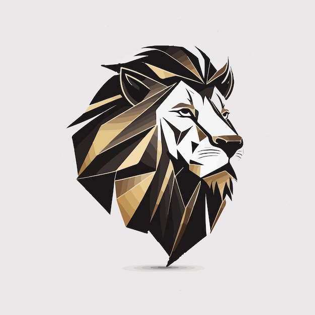 Vettore faccia geometrica testa leone logo design grafico vettoriale simbolo icona segno illustrazione
