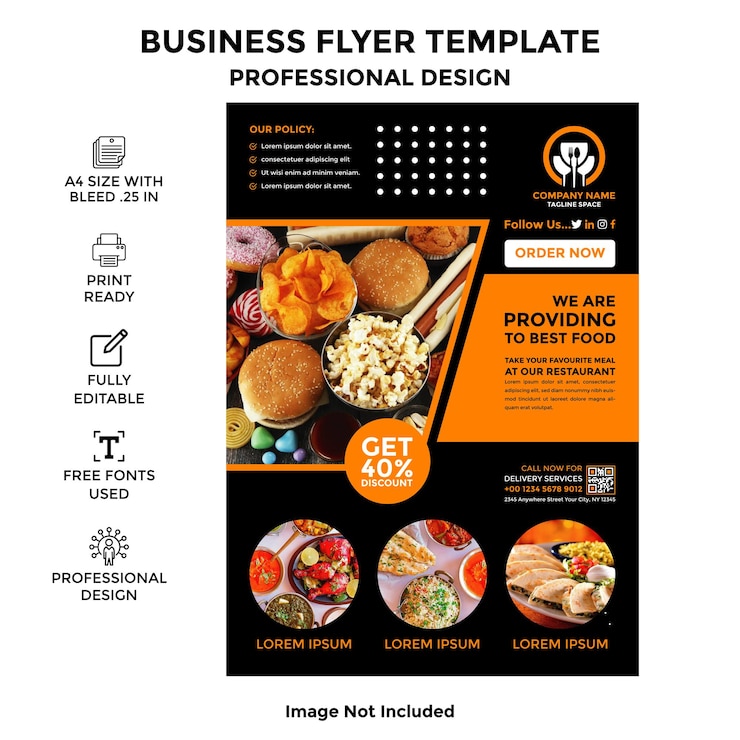 Vettore vettore gratuito per le aziende a4 layout del menu del ristorante con disegno della copertina della brochura