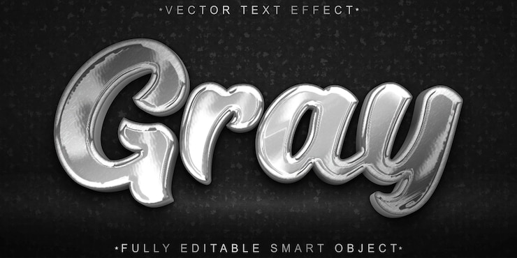 Vettore vettore grigio effetto di testo dell'oggetto intelligente completamente modificabile