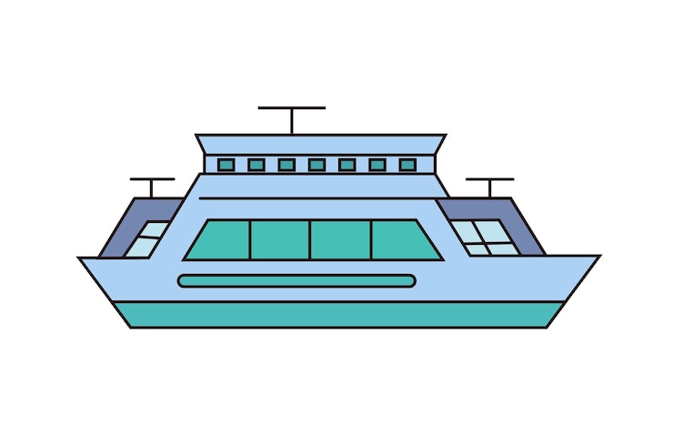 Vettore vettore illustrazione di nave disegno dettagliato barca linee pulite tema nautico stile minimale