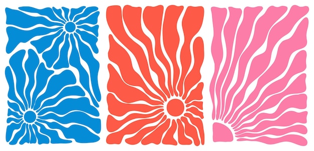 Vettore in stile semplice ingenuo e hippie fiori e piante florale botanico disegno disegnato a mano Y