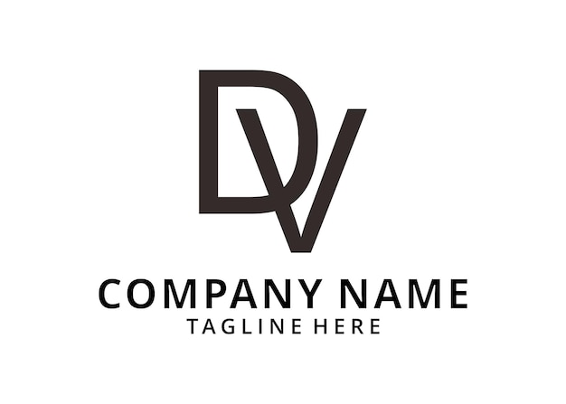 Vettore iniziale del modello di progettazione del logo della lettera DV o VD