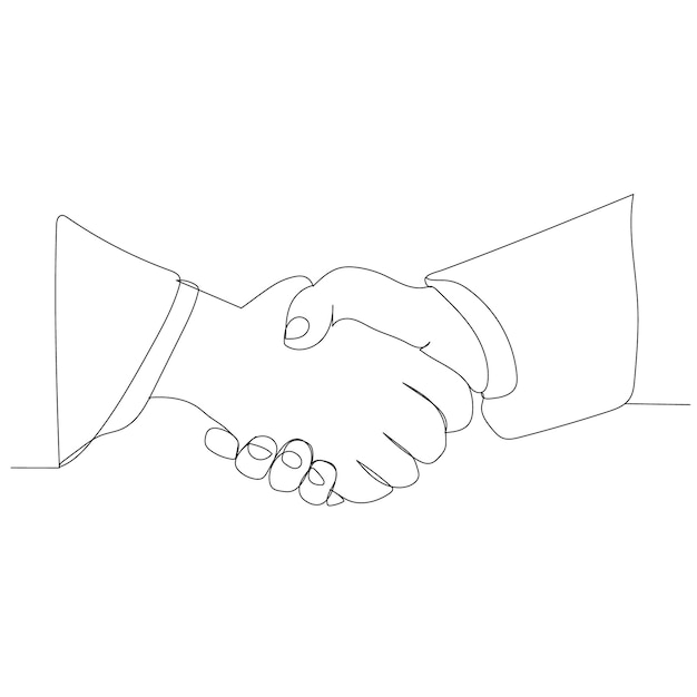 Vettore isolato un disegno a linea continua della stretta di mano